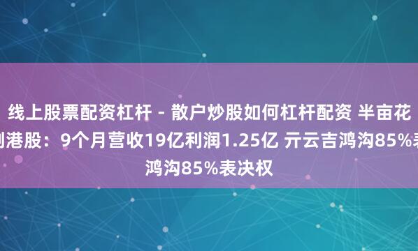 线上股票配资杠杆 - 散户炒股如何杠杆配资 半亩花田冲刺港股：9个月营收19亿利润1.25亿 亓云吉鸿沟85%表决权